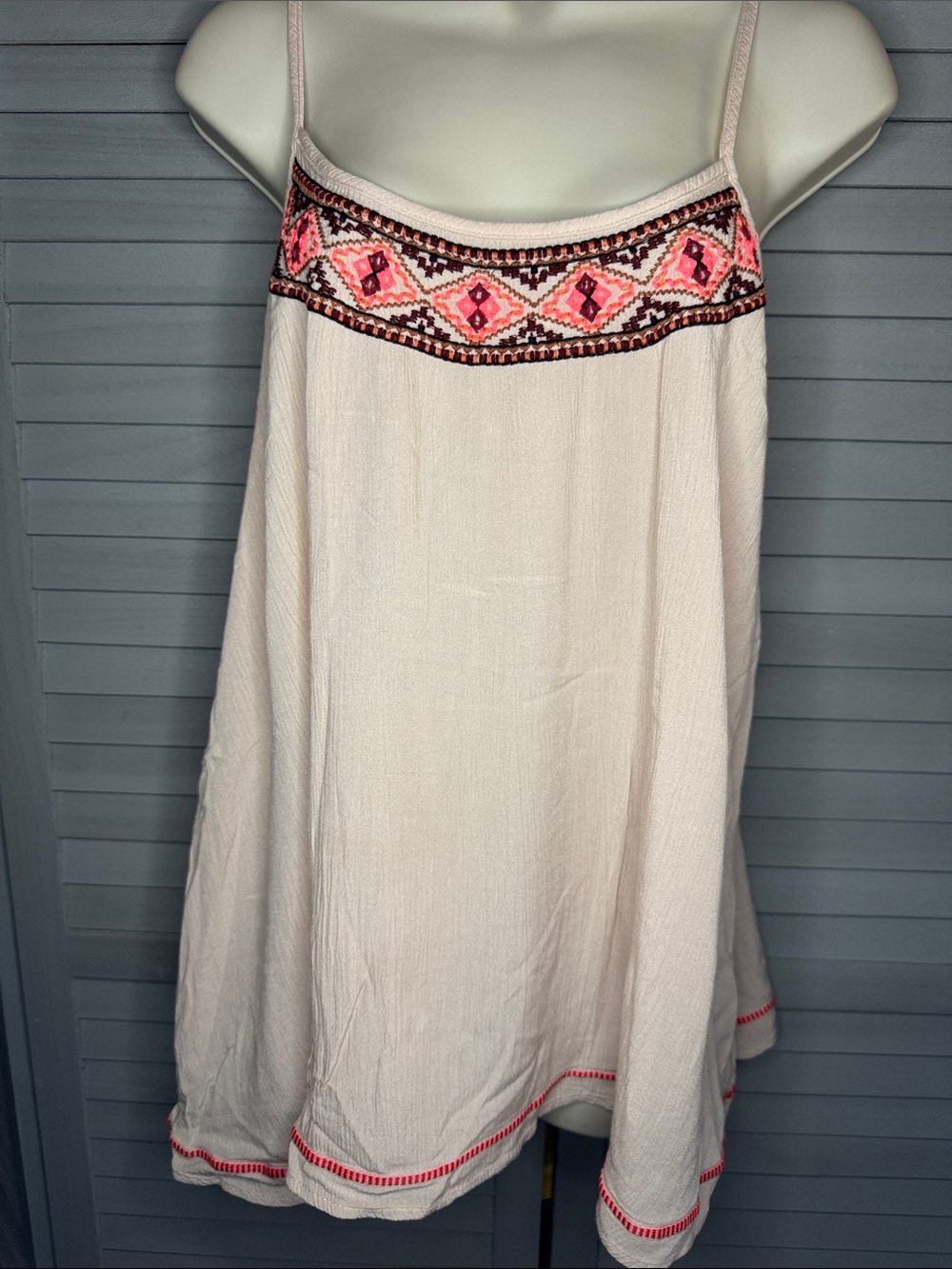 Mossimo Supply Co. Cream A-Line Skirt with Pink & Coral Embroidered Yoke